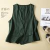 Literary Retro Linen Vest Summer V-neck Casual Sleeveless Vest Cotton and Linen Thin Outer Wear Vest Jacket Plus Size