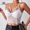 Summer French Style Elegant Elegant New Hollow Lace Stitching Steel Ring Fish Bone Short Design Sling Top