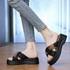 Premium Thick-soled Cross-cool Slippers Women's Summer Wear 2025 New Leisure and Vacation One-word Beach Sandals