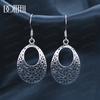 925 Sterling Silver Flower Perforated Earrings Fashion Wedding Jewelry