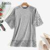 Women Summer Fashion Lace Crochet Splice Half Sleeve Blouse Tops