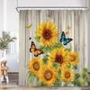 Rustic Sunflower Shower Curtains Yellow Floral Plant Vintage Art Modern Polyester Fabric Home Bathroom Curtain Decor With Hooks