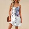 Fashion Women Summer Dress Vintage Floral Print Adjustable Spaghetti Straps Beach Vacation Casual Dress With Pockets
