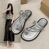 Mezzanine Flat Slippers Women's Summer Wear 2025 Summer New Pearl Beach Sandals Fashion Ins Fairy Style