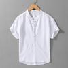 Men's Spring and Summer Wrinkled Linen Short-sleeved Shirt