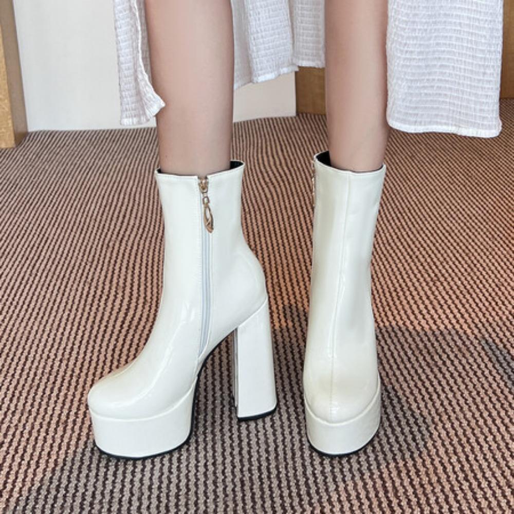 Women Shoes Ankle Boots High Heels Platform Riding Boots Sexy Round Toe Shoes Plus Size