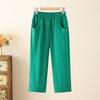 Summer New Cotton Casual Cropped Pants for Women High Waisted Loose Oversized Straight Leg Pants