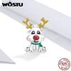 925 Sterling Silver Cute Reindeer Beads Christmas Charm Pendant Fit Original Bracelet Necklace Good Lucky Jewelry