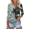 Women's Summer Fashion Casual Print V-Neck Three Quarter Sleeve Shirt Top