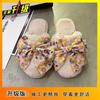 Internet Celebrity Fashion Small Fresh Indoor Cotton Slippers Women 2025 Flat Bottom Home Floral Bow Cotton Slippers Women Outside Wear