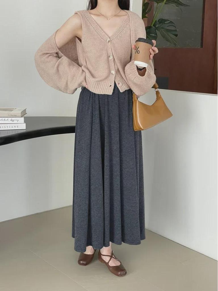 Taochuan High-Waisted 2024 Autumn Drape Skirt for Women - Slim Fit, Hip-Covering, Long Style (YL660)