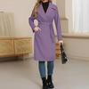 Women's Casual Fashion Solid Color Long-sleeved V-neck Tie Long Woolen Coat