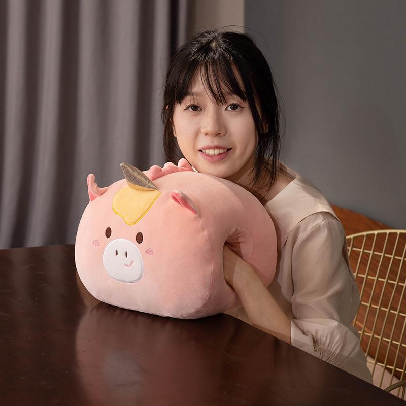 Cute Cartoon Hand Warmer Pillow Bear Pig Dinosaur Deer Unicorn Sofa Living Room Dormitory Office Nap Pillow