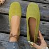 New Women Squaer Toe Flat Shoes Solid Color Knitted Slip On Shoes Casual Breathable Ballet Flats Women Flats Shoes Loafers Women