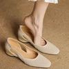 Heel Shoes Summer New Square Head Shallow Mouth Breathable Mesh A Slip-on Wear Resistant Hollow Round Heel Shoes