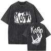 Fashion Gothic T Shirt Male Oversized Tees Washed Vintage Rock Band Korn Falling Away From Me Tshirt Skeleton Print T-shirts