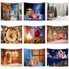 Christmas Snowflakes Santa Claus Fireplace Printed Pattern Tapestry Home Living Room Bedroom Wall Decoration Tapestry