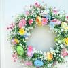 Creative Spring Eggs Wreath Artificial Garland Hanging Pendants Front Door Porch Welcome Sign Farmhouse Holiday Home Decors