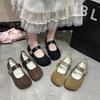 Fashion 2025 NEW Retro Square Head Flat Bottom Slip-On Shoes Women's Spring Summer New Casual Velvet Surface Single Shoes