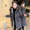 Girls' Thick Cotton Coat Children's Winter Warm Cotton Coat Stylish Mid-length Cotton Coat