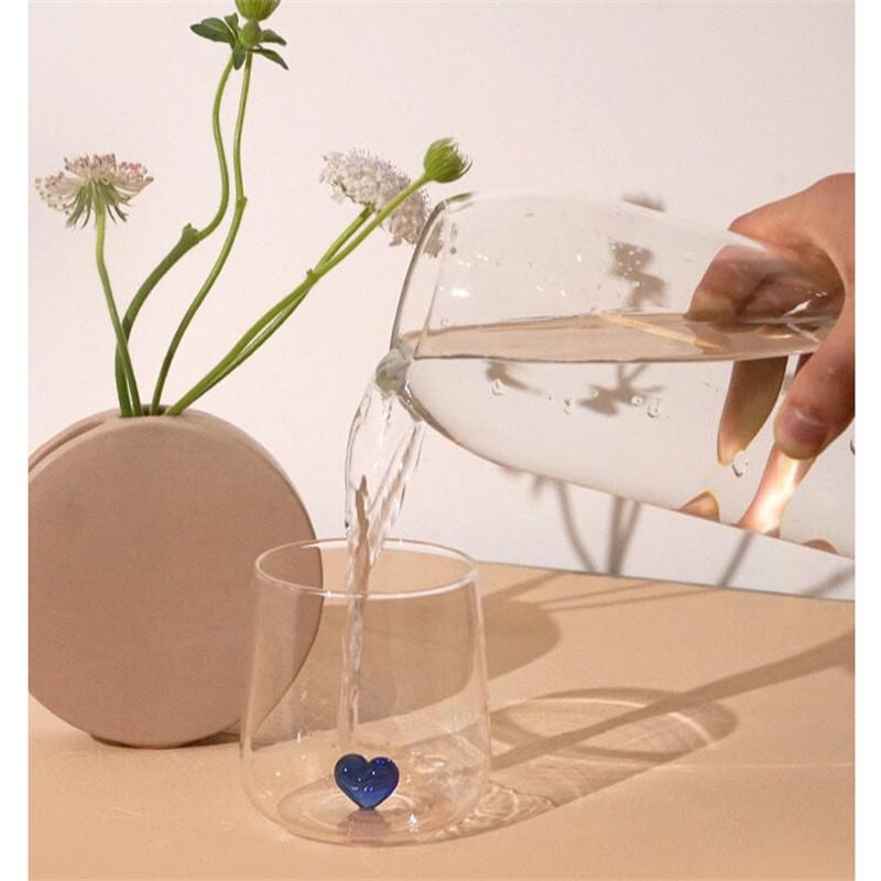 Creative Heart Couple Cup Glass Coffee Mug Tea Cups Breakfast Milk Juice Cup Cute Lovers Gift