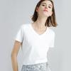 Skin-friendly Support Cool Feeling Double Mercerized Cotton Slim Fit Solid Color Simple Female Slim Short Sleeve, White T