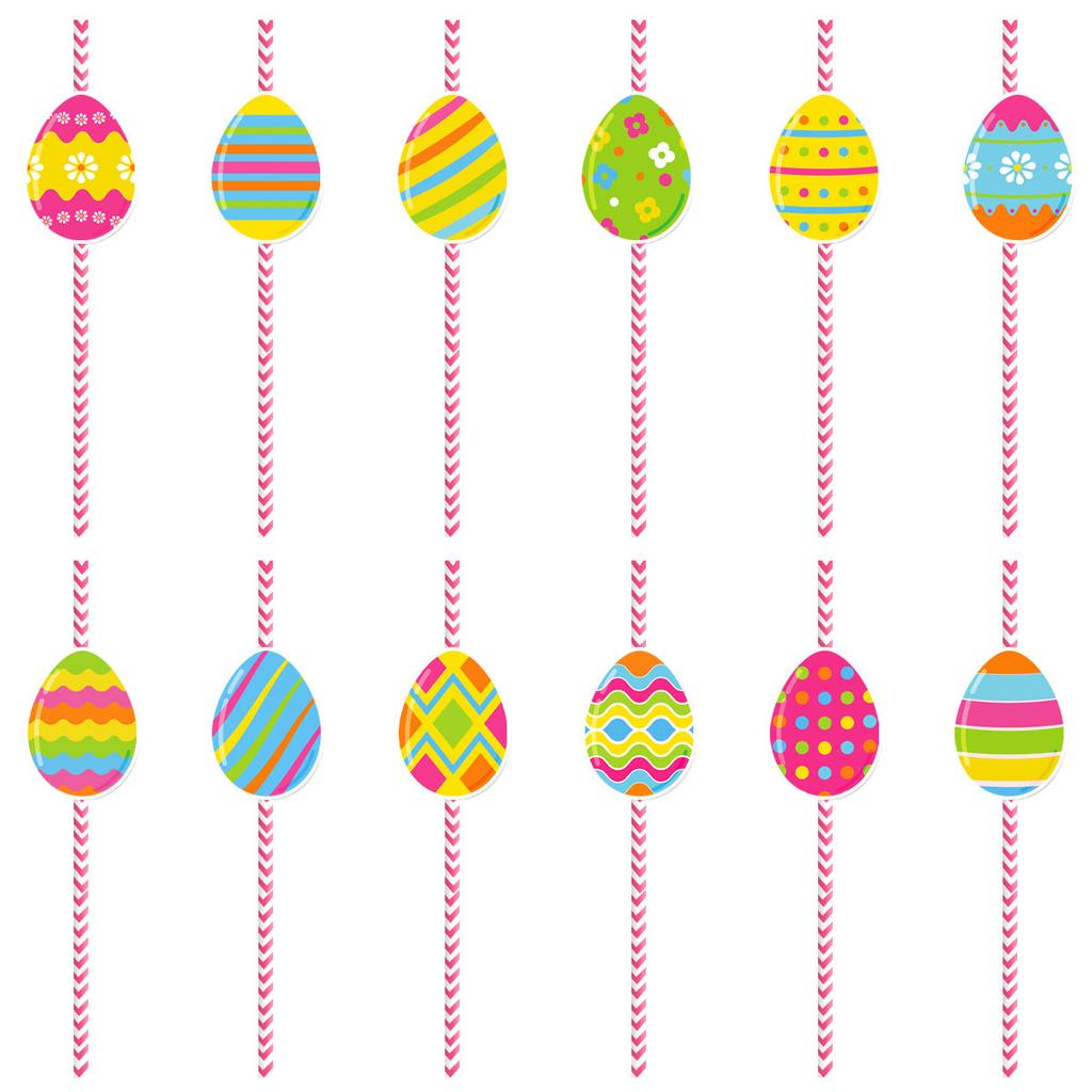 2025 Новая модель, Пасха, Пасхальная вечеринка, Яйцо-редис, Одноразовый, Бумажный, Украшение для напитков, Соломинка, Украшение для вечеринки