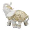 Elephant Statue White Resin Cute Lucky Elephant Sculpture for Entryway Bookshelf Computer Desk Home