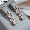 Kinel Women's Rose Gold Color Long Drop Earrings