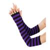 Women Striped Elbow Gloves Winter Knitted Arm Warmers Goth Punk Fingerless Gloves Stretchy Mittens with Thumb Hole for Daily Wear Cosplay