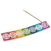 Crocon Soapstone Incense Stick Holder - Incense Burner - Ash Catcher - Handmade Colorful Seven Chakra Symbol (27x6.5x1) Cm