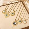 Gold-Plated Titanium Steel Geometric Evil Eye Pendant Necklace