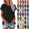 Women's Summer Casual Basic T-shirt Round Neck Solid Color Tops Cotton Casual Women's Short Sleeve Tops Tops Sports Shirt