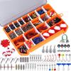 263Pcs/Set Fishing Tackle Kit with Box Including Fishing Weights Sinkers Jig Hooks Beads Swivel Snap Bobbers