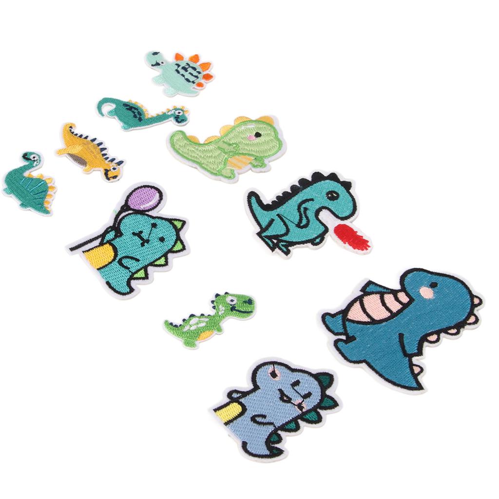10Pcs Sew On Patches Dinosaur Shape Cute DIY Easy To Use Embroidery Applique for Clothes