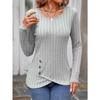 Autumn and Winter Women's Blouse Round Neck Split Button Fashion Long Sleeve Top