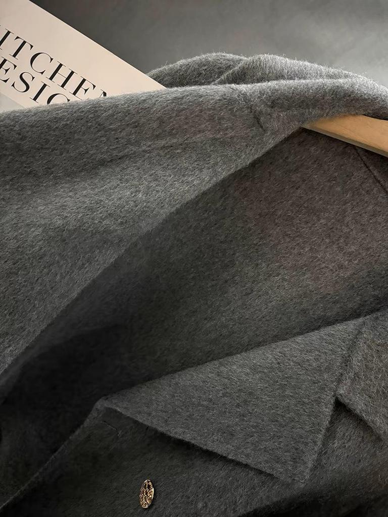 2024 Korean Style Double-Faced Cashmere Short Coat for Women