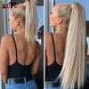 Synthetic Fake Hair Pieces Afro Long Straight Drawstring Ponytail Hair Bun Pony Tail Clip In Hair Ponytail Extensions