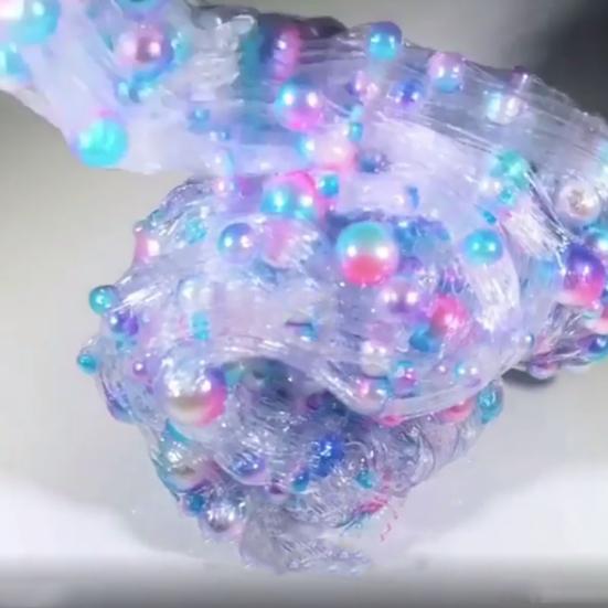 Clear Crystal Slime Multicolor Beads Fluffy Soft Clay Decompression Kids Toy