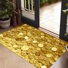 1Pcs Anti Fatigue Kitchen Rugs, Golden Coin Print Waterproof Non-Slip Thick Cushioned Kitchen Mat Heavy Duty Comfort Standing Mat for Kitchen