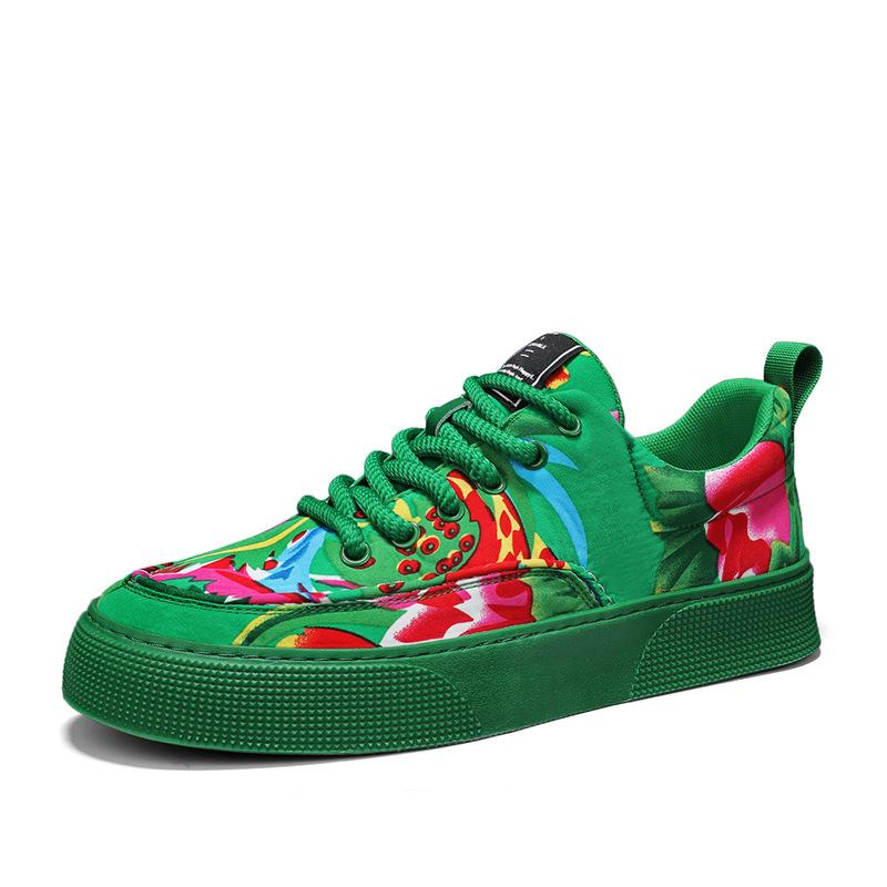 Fashion Mens Oriental Floral Canvas Sneakers Autumn Chinese Style Street Hip Hop Casual Shoes Breathable Embroidered Print Daily Walking
