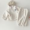 Children's Fall and Winter Padded Warm Suit In Small and Medium Children Solid Color Comfortable Sweatshirt + Pants Two-piece Set