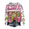 Women's Fashion Round Neck Pullover Top Long Sleeve Tee Christmas Printed Sweatshirt