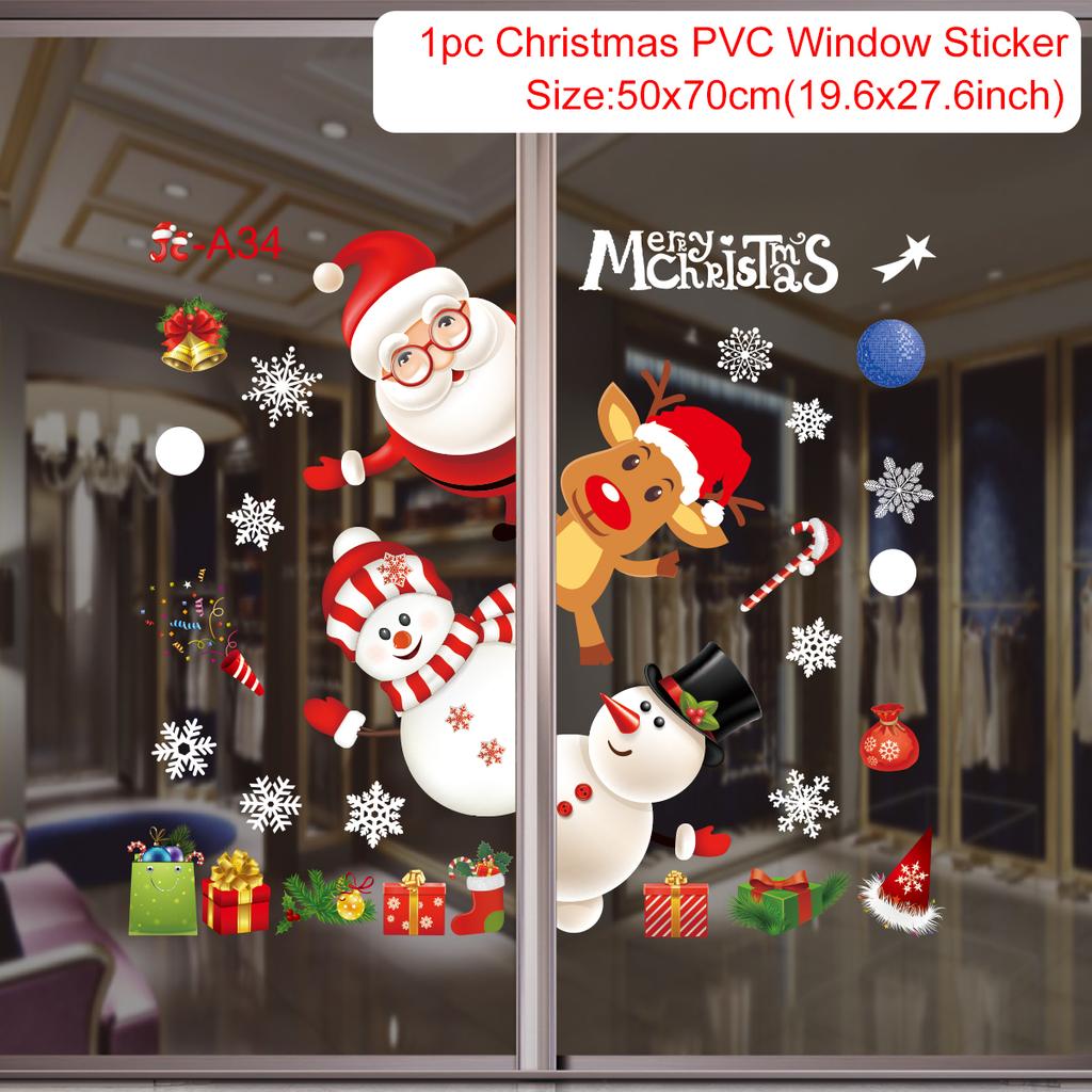 Cartoon Christmas Window Glass Stickers 2025 Christmas Decoration for Home Living Room Wall Decor 2025 Happy New Year Stickers