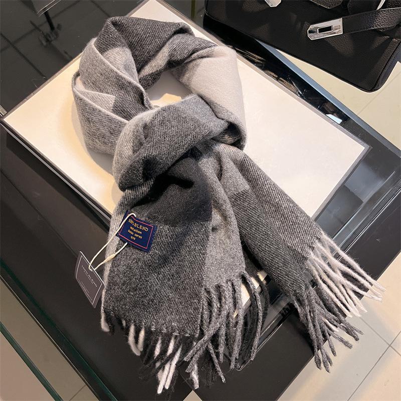 2024 Британский красный клетчатый шарф из искусственного кашемира: Теплый зимний подарочный платок на шею