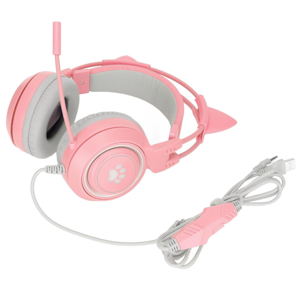 SYG25 Cat Ear Gaming Headset USB+3.5mm Plug Gaming Headphone Supports Volume Adjustment Microphone Mute