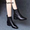 Fashion ZANPACE 2024 Fashion Winter Women's High Boots Keep Warm Pointed Toe Leather Women Shoes Plus Velvet Platform Women Ankle Boots