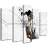 Five Piece Picture Canvas Print Woman Black and White