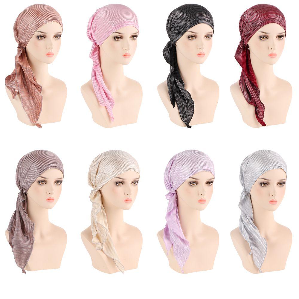 Cover Women Headscarf Headwear Headwrap Cancer Chemo Cap Pre-Tied Bonnet Beanie Cap Muslim Hijab
