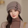 Autumn and Winter Temperament Elegant Mother Hat Women Versatile Middle-aged Elderly Knitted Wool Hat Windproof Ear Protection Beret